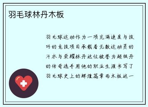 羽毛球林丹木板